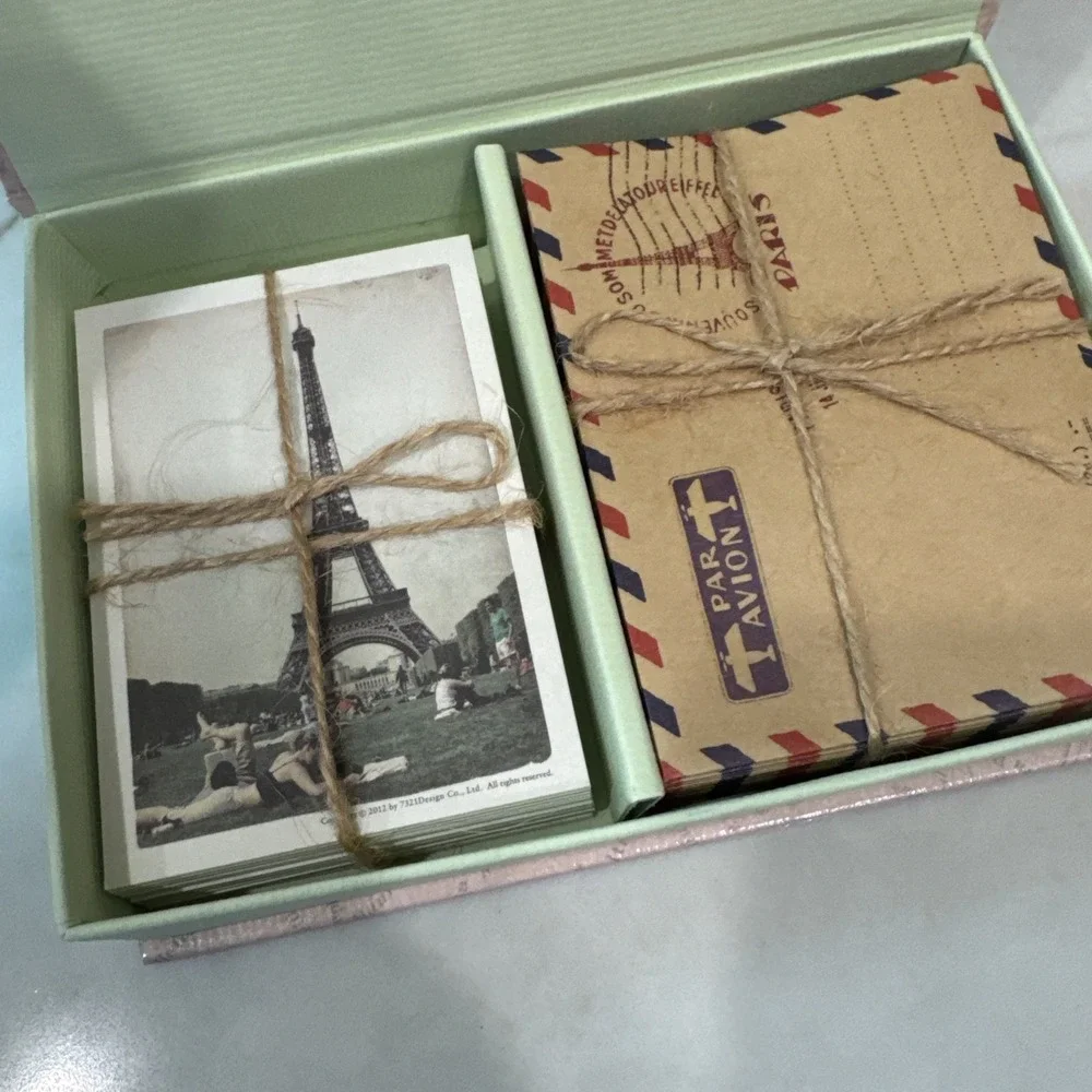 Paris France lot Mini Postcard Set‎ with envelopes small journal postcards map
